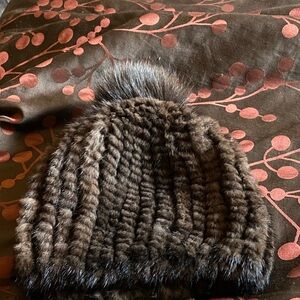 Luxurious Real Mink Fur Brown hat